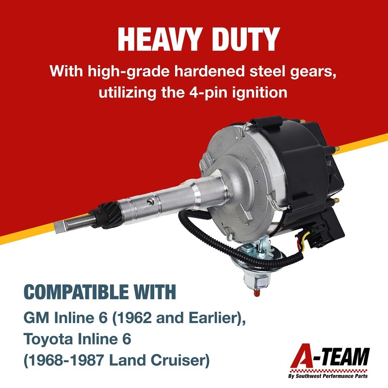 A-Team Performance Six Cylinder Complete HEI Distributor - 65K Coil & Automotive Wire - CNC Shaft & Distributor Assembly - Compatible with Toyota FJ40, FJ60 & GM Straight-6 Engines - Image 3